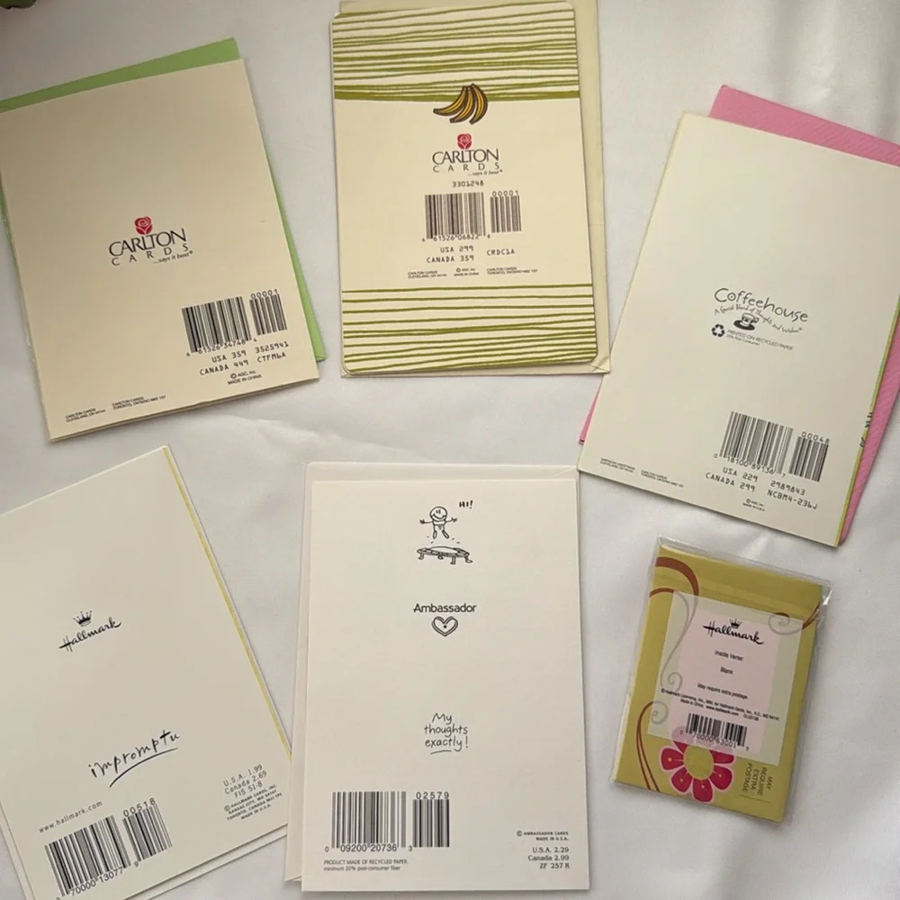 Assorted greeting cards friendship birthday blank set of six cards